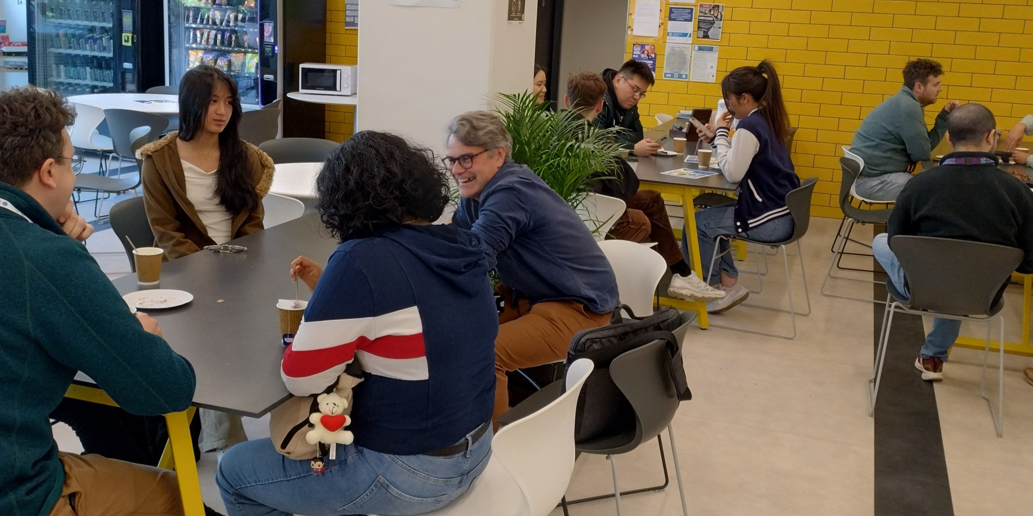 Students and researchers at the JCBC cafe